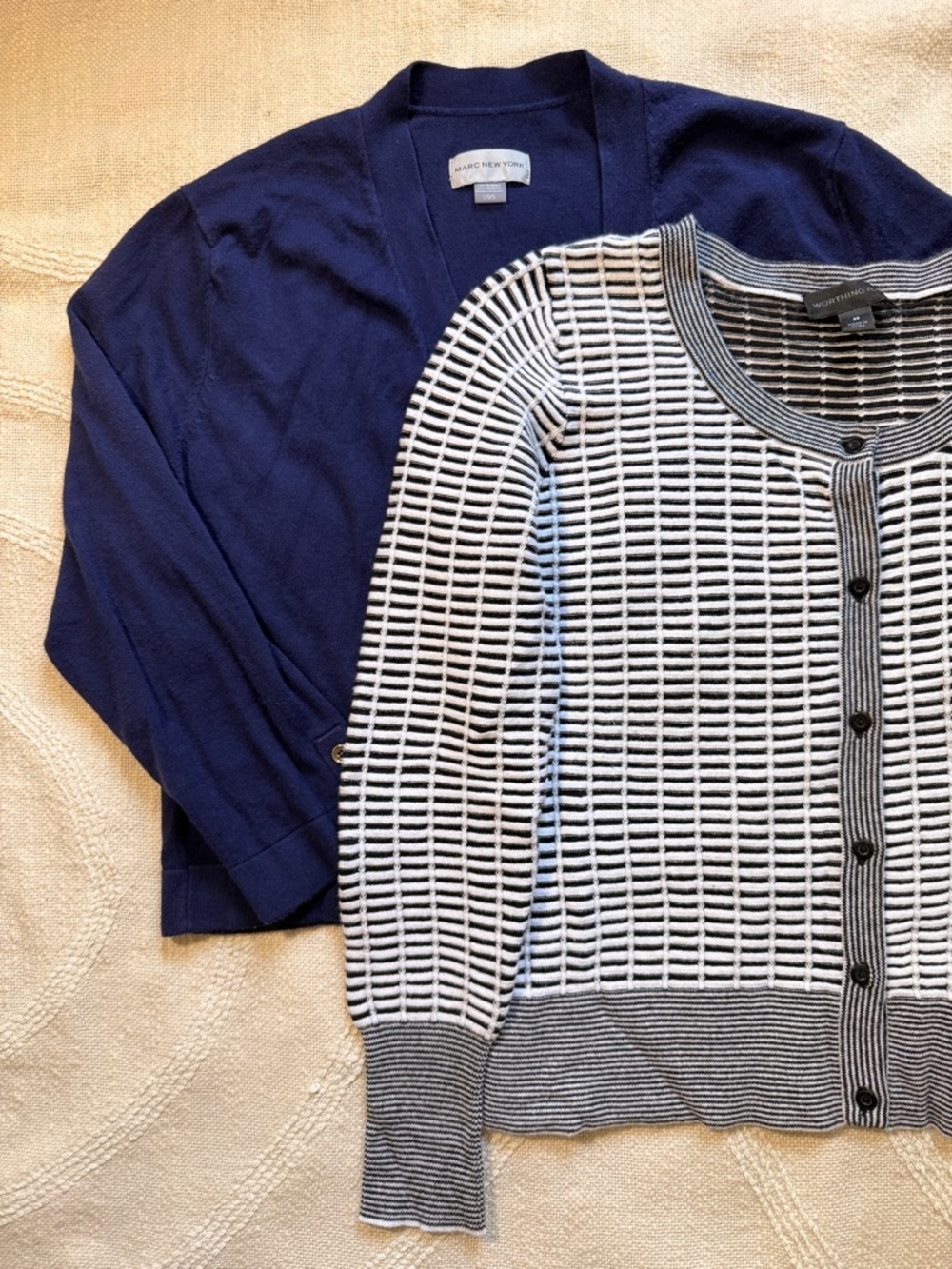 Office Cardigan Bundle Navy and Black & White Lightweight Classic Medium/ Large